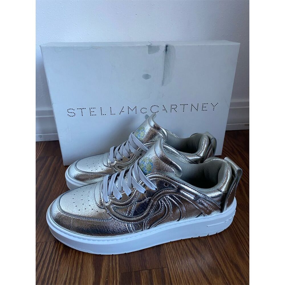 Stella McCartney Metallic Silver Platform Athletic Sneakers - Picture 4 of 10